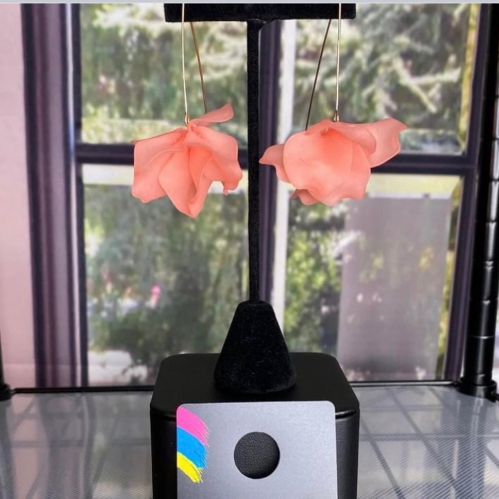 Peach Floral Drop Earrings